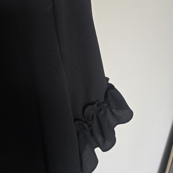 CeCe Black Button-Front Ruffle Sleeve Blouse - Picture 6 of 7